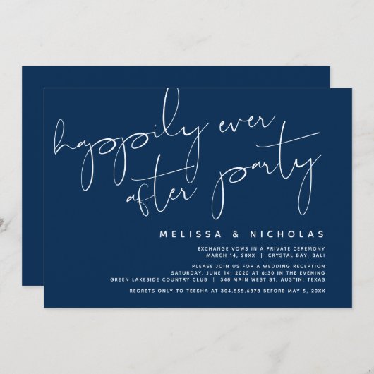 Minimalisme Navy Blue, weddenschap-epoepering Kaart (Voorkant / Achterkant)