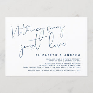 Minimalisme Navyblauw, Trouw Elopement Feest Kaart