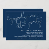 Minimalisme Navyblauw, Trouw Elopement Feest Kaart (Voorkant / Achterkant)