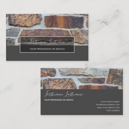 Minimalisme oude kasteel-gionmuur grijze rechthoek visitekaartje (Voorkant / Achterkant)