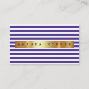 Minimalisme Paarse witte strepen Vip Golden Foil Visitekaartje