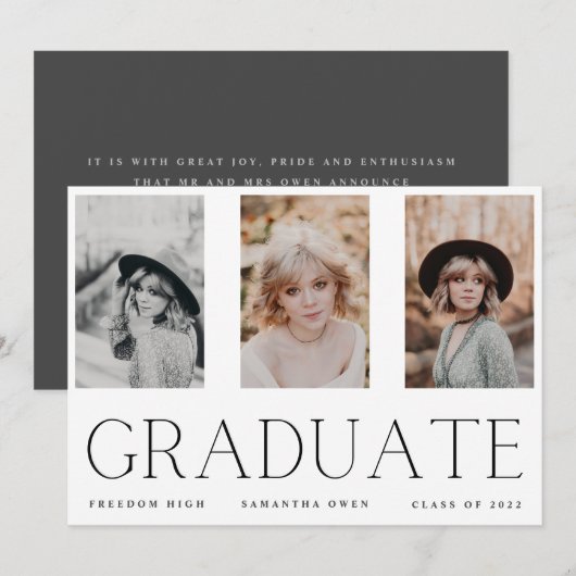 Minimalisme Portret Drie Hogeschool Afstuderen Aankondiging (Voorkant / Achterkant)