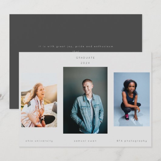 Minimalisme Portret Drie Ultimate College Grey Aankondiging (Voorkant / Achterkant)