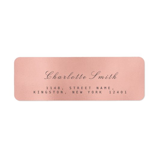 Minimalisme Roze Rose Gold Return-adreslabels Etiket (Voorkant)