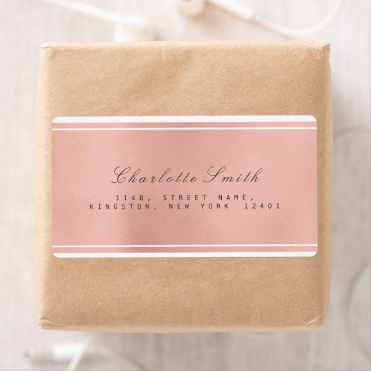 Minimalisme Roze Rose Gold Shipping Adresetiketten Etiket (Insitu)