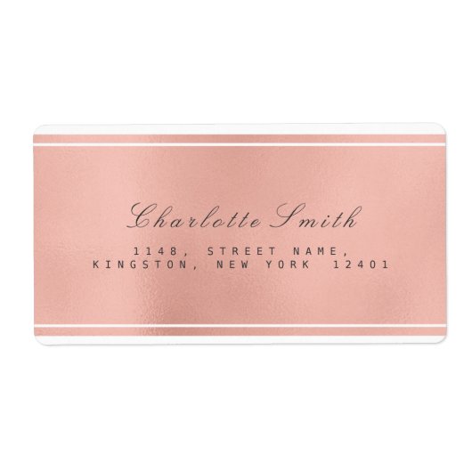 Minimalisme Roze Rose Gold Shipping Adresetiketten Etiket (Voorkant)