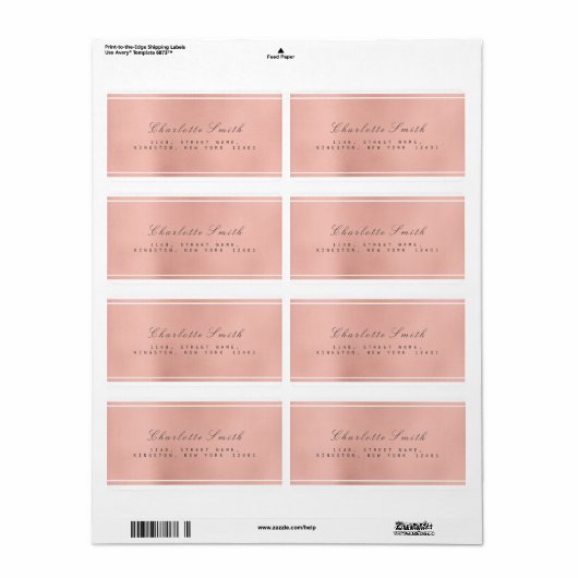Minimalisme Roze Rose Gold Shipping Adresetiketten Etiket (Full Sheet)