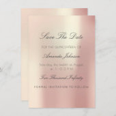 Minimalisme Roze Rose QUINCEAÑERA sparen de datum Kaart (Voorkant / Achterkant)