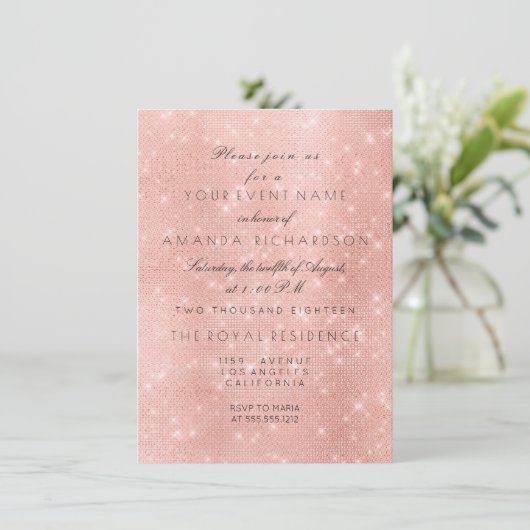 Minimalisme Roze Roze Glitter Goud Verjaardag Kaart (Staand voorkant)