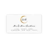 Minimalisme RSVP Monogram zwart wit Gold Advertent Etiket (Voorkant)