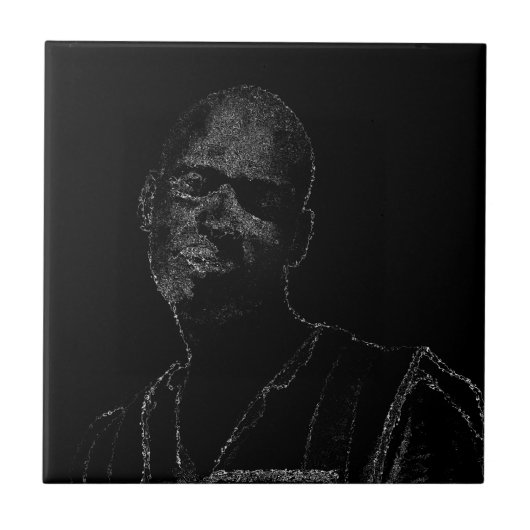 Minimalisme Schets Tekenend Man Gezichtskop Tegeltje (Voorkant)