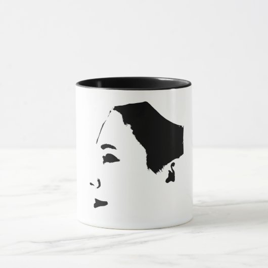 Minimalisme Schets Tekening Vrouw Vrouw Meisje Mok (Midden)