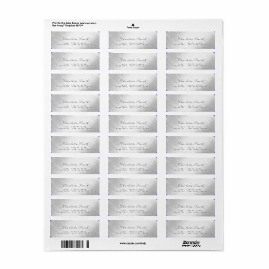 Minimalisme Silver Foil Return Address Labels (Full Sheet)