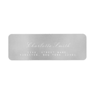Minimalisme Silver Grey Metal Return-adreslabels Etiket