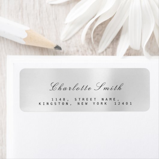 Minimalisme Silver Grey Steel Return Address Label (Insitu)