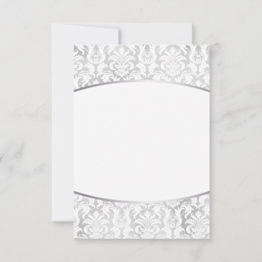 Minimalisme sparen de Datum Silver Red Damask Save The Date (Achterkant)