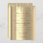 Minimalisme Sparkly Drift Gold Birthday Champaigne Kaart (Voorkant / Achterkant)