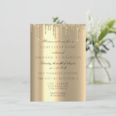 Minimalisme Sparkly Drift Gold Birthday Champaigne Kaart (Staand voorkant)