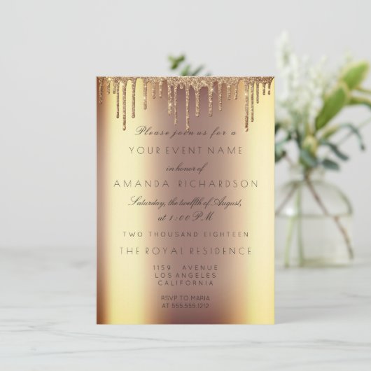 Minimalisme Sparkly Drift Gold Sepia Ombre Kaart (Staand voorkant)