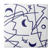 Minimalisme van abstracte Art Blue Line Circles Tegeltje (Voorkant)