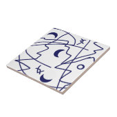 Minimalisme van abstracte Art Blue Line Circles Tegeltje (Zijkant)