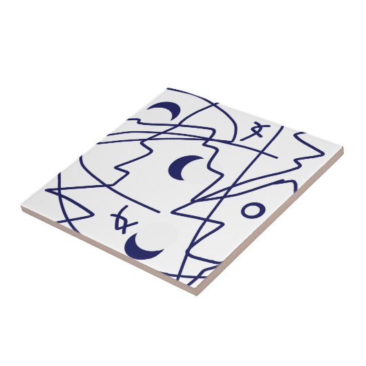 Minimalisme van abstracte Art Blue Line Circles Tegeltje (Zijkant)