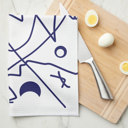 Minimalisme van abstracte Art Blue Line Circles Theedoek (Quarter Fold)