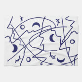 Minimalisme van abstracte Art Blue Line Circles Theedoek (Horizontaal)