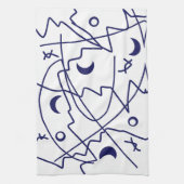 Minimalisme van abstracte Art Blue Line Circles Theedoek (Verticaal)