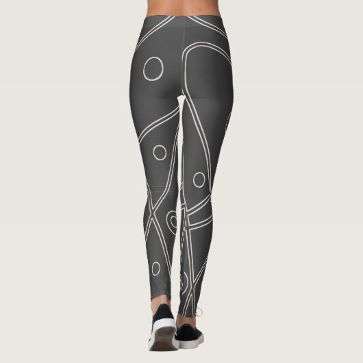 Minimalisme van abstracte Art Chrco LWhite-lijncir Leggings (Achterkant)
