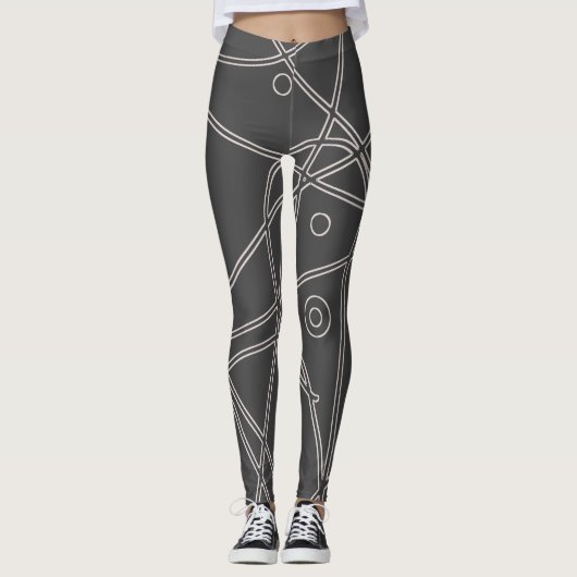 Minimalisme van abstracte Art Chrco LWhite-lijncir Leggings (Voorkant)