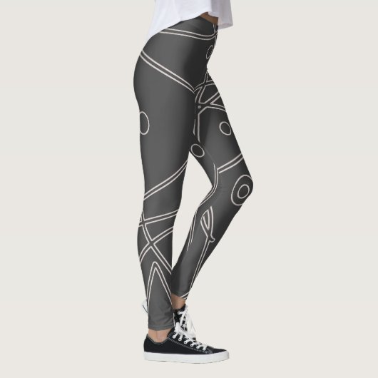Minimalisme van abstracte Art Chrco LWhite-lijncir Leggings (Rechts)