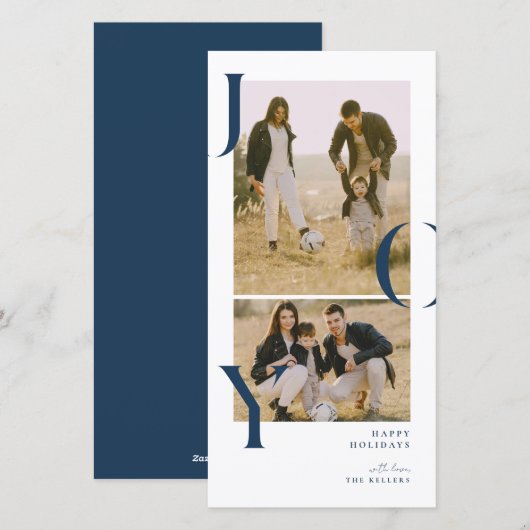 Minimalisme Vreugde 2 fotocollage vakantie fotokaa Feestdagenkaart (Voorkant / Achterkant)