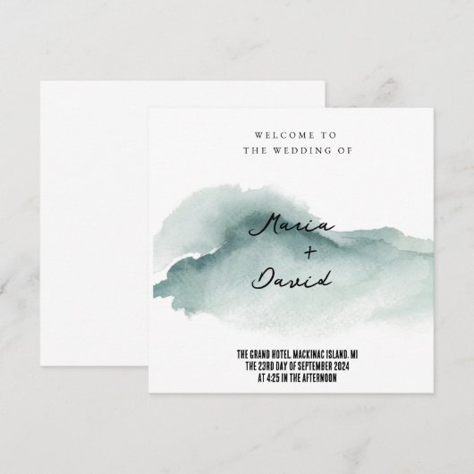 Minimalisme waterverkleuringsuitnodiging kaart (Voorkant / Achterkant)