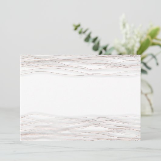 Minimalisme Wit Rose Grijs Delicate Lijnen Streken Kaart (Staand voorkant)