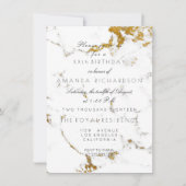 Minimalisme Witte Carrara Marmer Gouden Verjaardag Kaart (Voorkant)