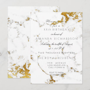 Minimalisme Witte Carrara Marmer Gouden Verjaardag Kaart