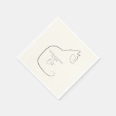 Minimalisme Zittende Kat Zwart & Crème Servet (Hoek)