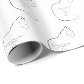 Minimalisme Zittende Kat Zwart & Wit Gift Cadeaupapier (Rol Hoek)