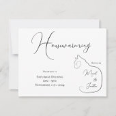 Minimalisme Zittende Kat Zwart & Wit Housewarming Kaart (Voorkant)