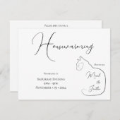 Minimalisme Zittende Kat Zwart & Wit Housewarming Kaart (Voorkant / Achterkant)