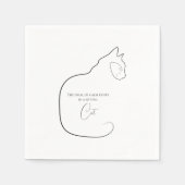 Minimalisme Zittende Kat Zwart & Wit Servet (Voorkant)