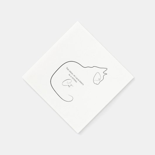 Minimalisme Zittende Kat Zwart & Wit Servet (Hoek)