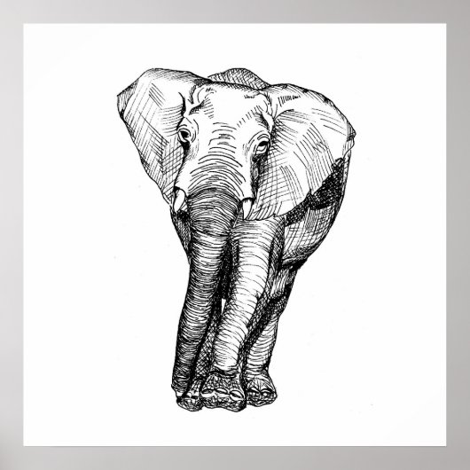 Minimalisme zwart-wit, dieren, origineel poster (Voorkant)