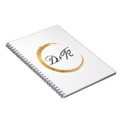 Minimalisme Zwart Wit Goud Initialen Monogram Naam Notitieboek (Rechterzijde)