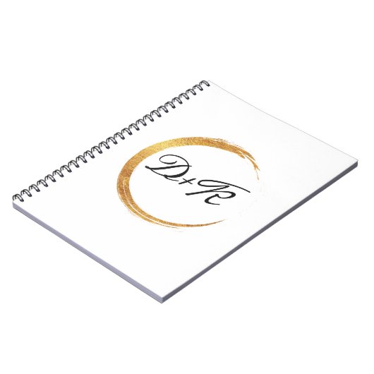 Minimalisme Zwart Wit Goud Initialen Monogram Naam Notitieboek (Linkerzijde)