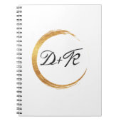 Minimalisme Zwart Wit Goud Initialen Monogram Naam Notitieboek (Voorkant)