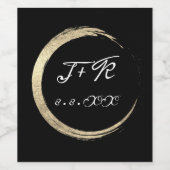 Minimalisme Zwart wit Initiaal Monogram Lux Wijn Etiket (Enkel label)