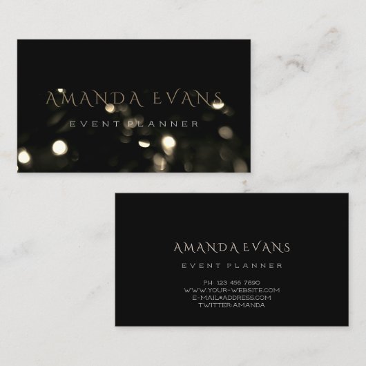 Minimalisme zwarte lantaarns voor evenementen visitekaartje (Voorkant / Achterkant)