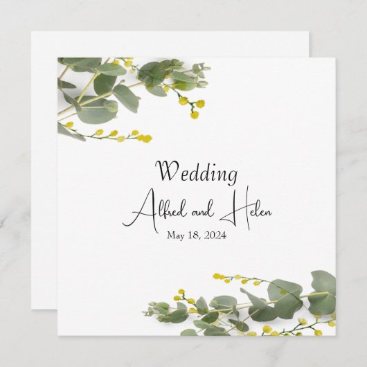 Minimalismo de flores de mimosa kaart (Voorkant / Achterkant)